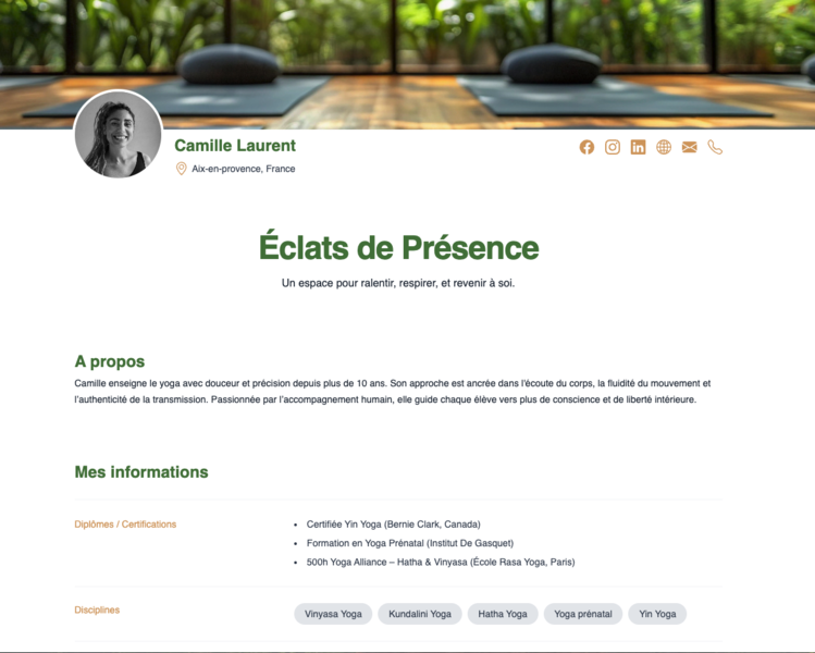 Capture d'écran de l'interface de gestion de studio